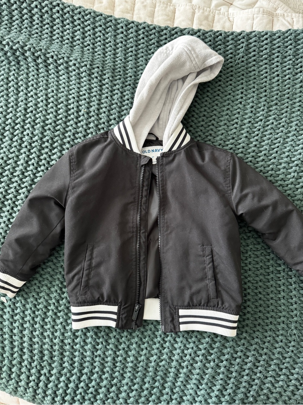 Old Navy Black Jacket with Light Gray Hood